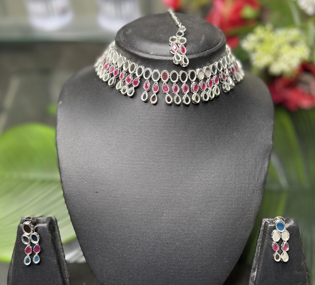 Simple Mirror Choker Set Heera Collection